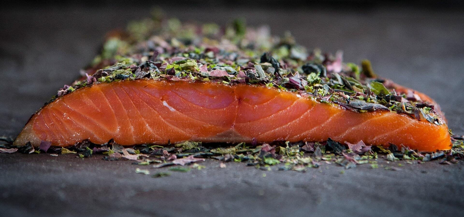 Burren Smokehouse smoked salmon with seaweed ocseaw 