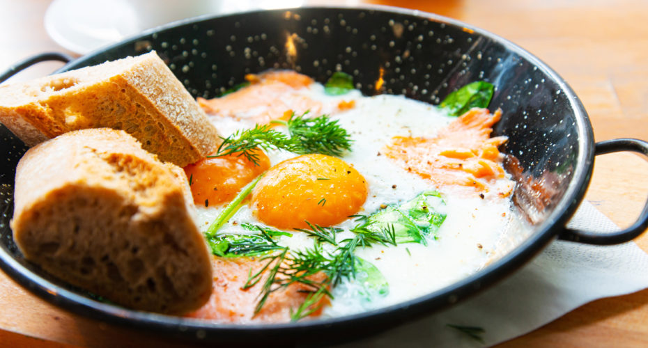 recipe Baked Eggs with Burren Smoked Salmon and Wilted Spinach