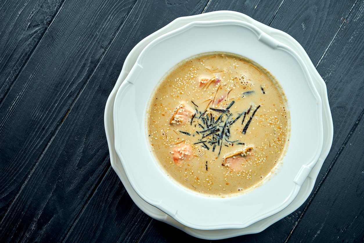 Chowder with Hot Smoked Honey, Lemon & Pepper Salmon Burren Smokehouse