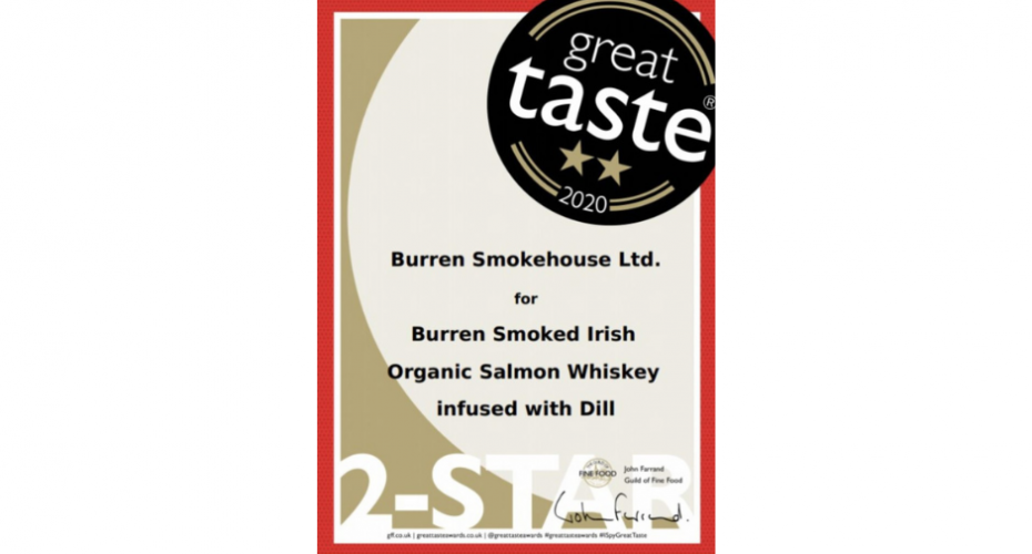 Great Taste Awards Le whisky à l'aneth récompense Burren Smokehouse
