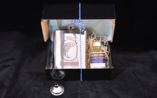Hip Flask Burren Smokehouse design with whiskey