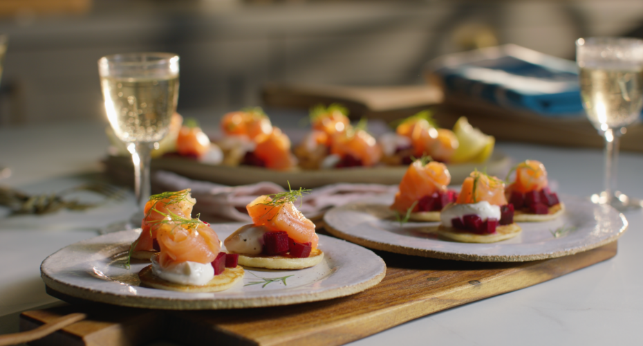 Recipe Blini with Burren Smokehouse salmon pickled beetroot