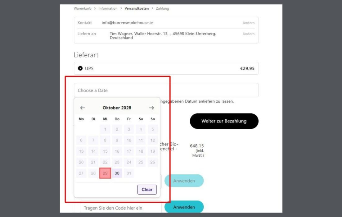 Ordering smoked salmon process at Burren Smokehouse