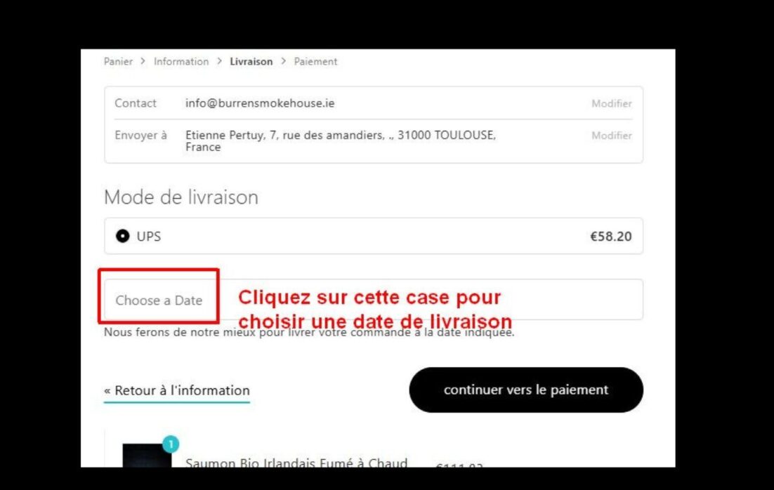 Ordering smoked salmon process at Burren Smokehouse