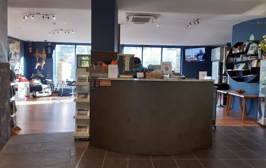 Burren Smokehouse visitor centre counter and access to seating area
