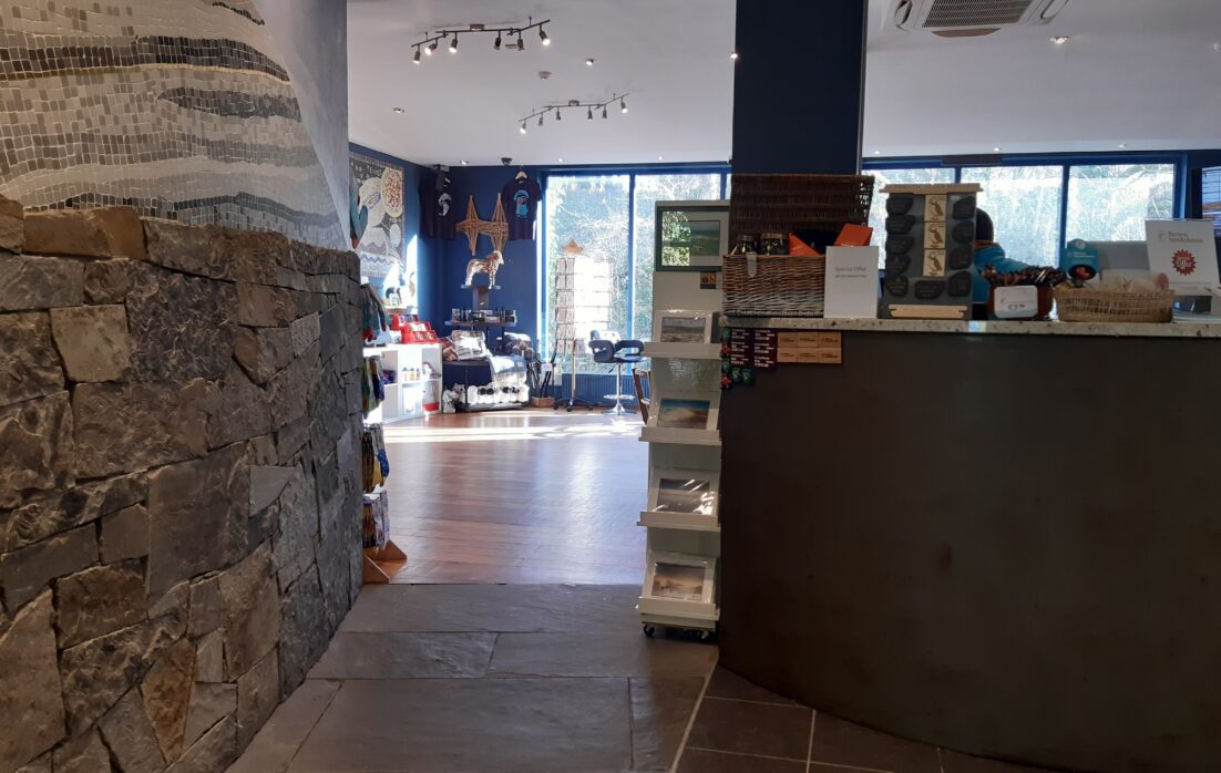 Burren Smokehouse visitor centre counter and access to seating area