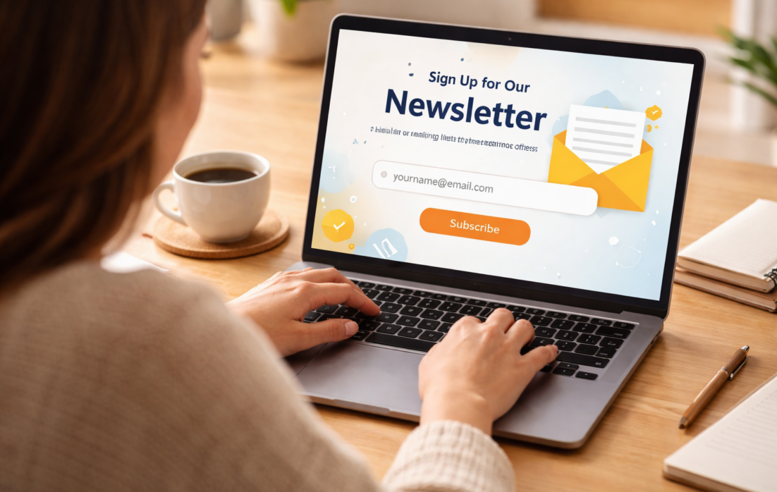 Woman signing up to Burren Smokehouse newsletter