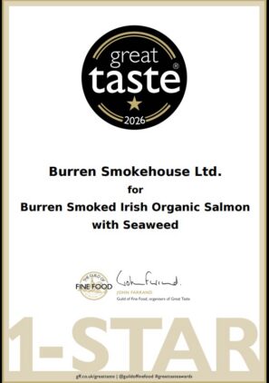 Burren Smokehouse Cold Smoked Irish Organic Salmon with Seaweed won Great Taste Awards medal